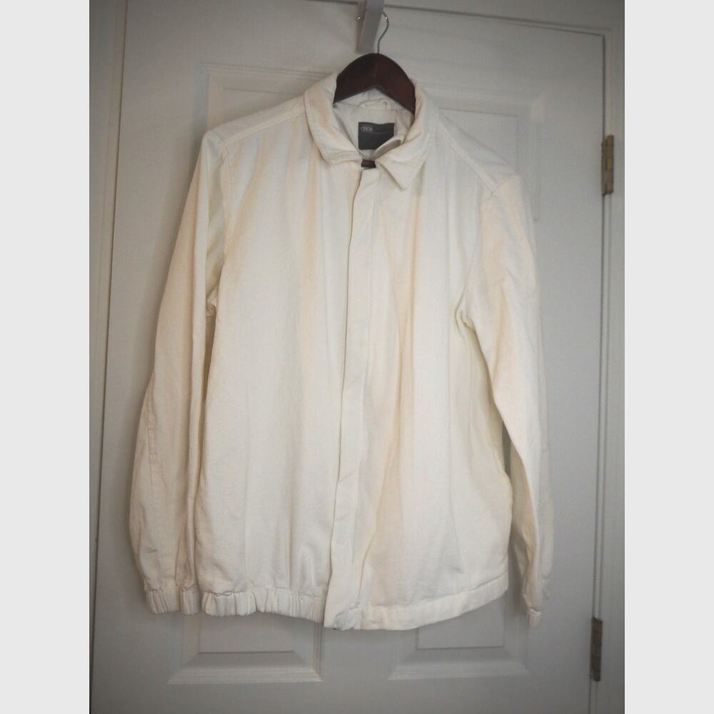 ASOS Mens M Cream Cotton Twill Harrington Jacket Full Zip Bomber